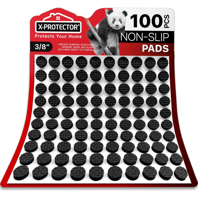 X-Protector Cabinet Door Bumpers 100 PCS Small Black Rubber Pads 3/8' Self-Adhesive Thick Dots Protect Glass & Surfaces - Image 1